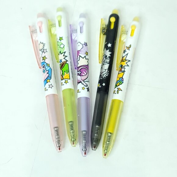 Pokemon Gel Pens Pikachu Eevee Mew Two Jiggly Puff Lot Of 5 Gel Pens NEW - Picture 5 of 6